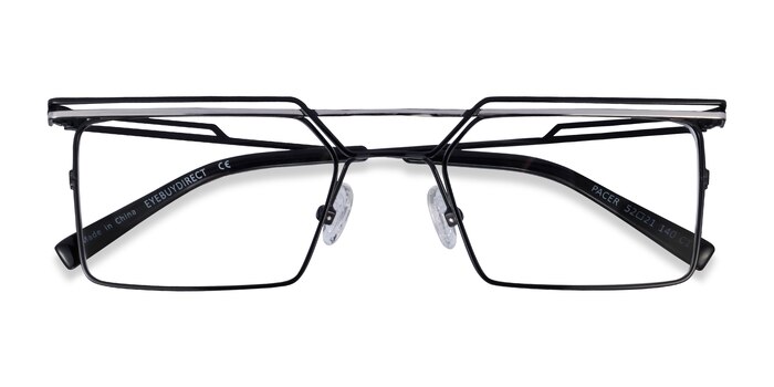 Black Silver Pacer -  Metal Eyeglasses