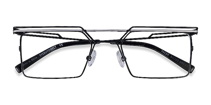 Black Silver Pacer -  Metal Eyeglasses