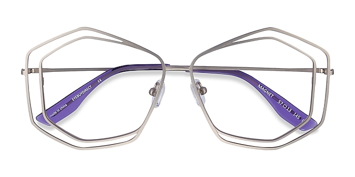 Matte Silver Magnet -  Metal Eyeglasses