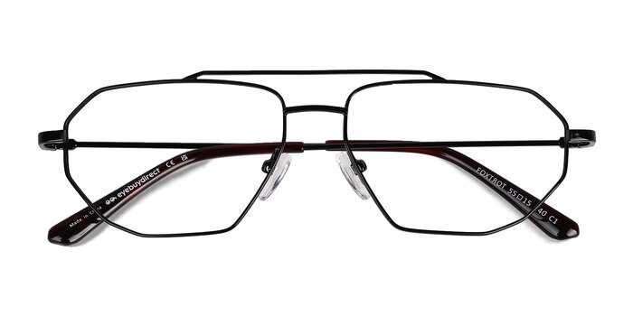 Shiny Black Tortoise Foxtrot -  Metal Eyeglasses