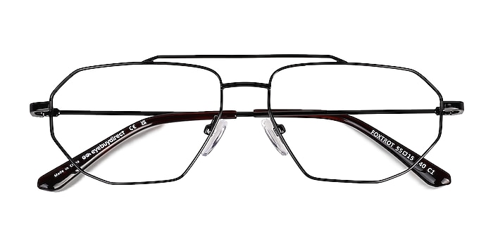 Shiny Black Tortoise Foxtrot -  Metal Eyeglasses