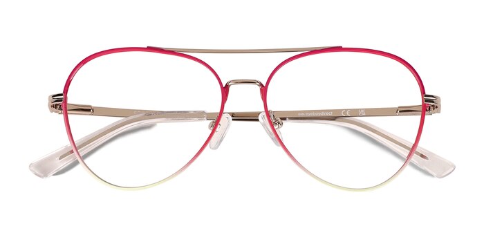 Gradient Red Sparkle -  Metal Eyeglasses