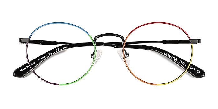 Shiny Black Rainbow Glimmer -  Metal Eyeglasses