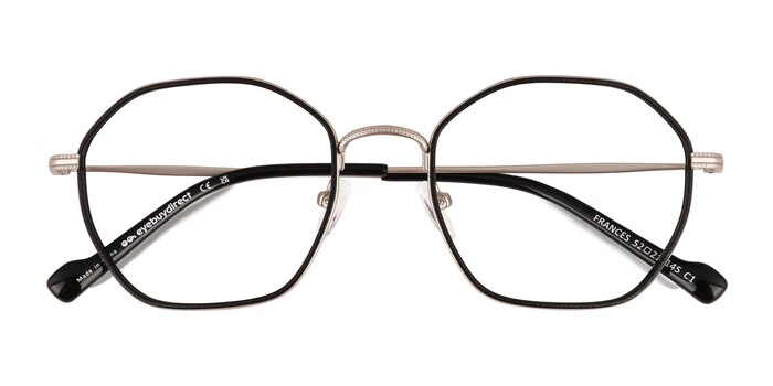 Matte Silver Black Frances -  Metal Eyeglasses