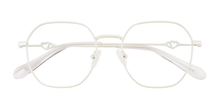 Pearly White Aiko -  Metal Eyeglasses