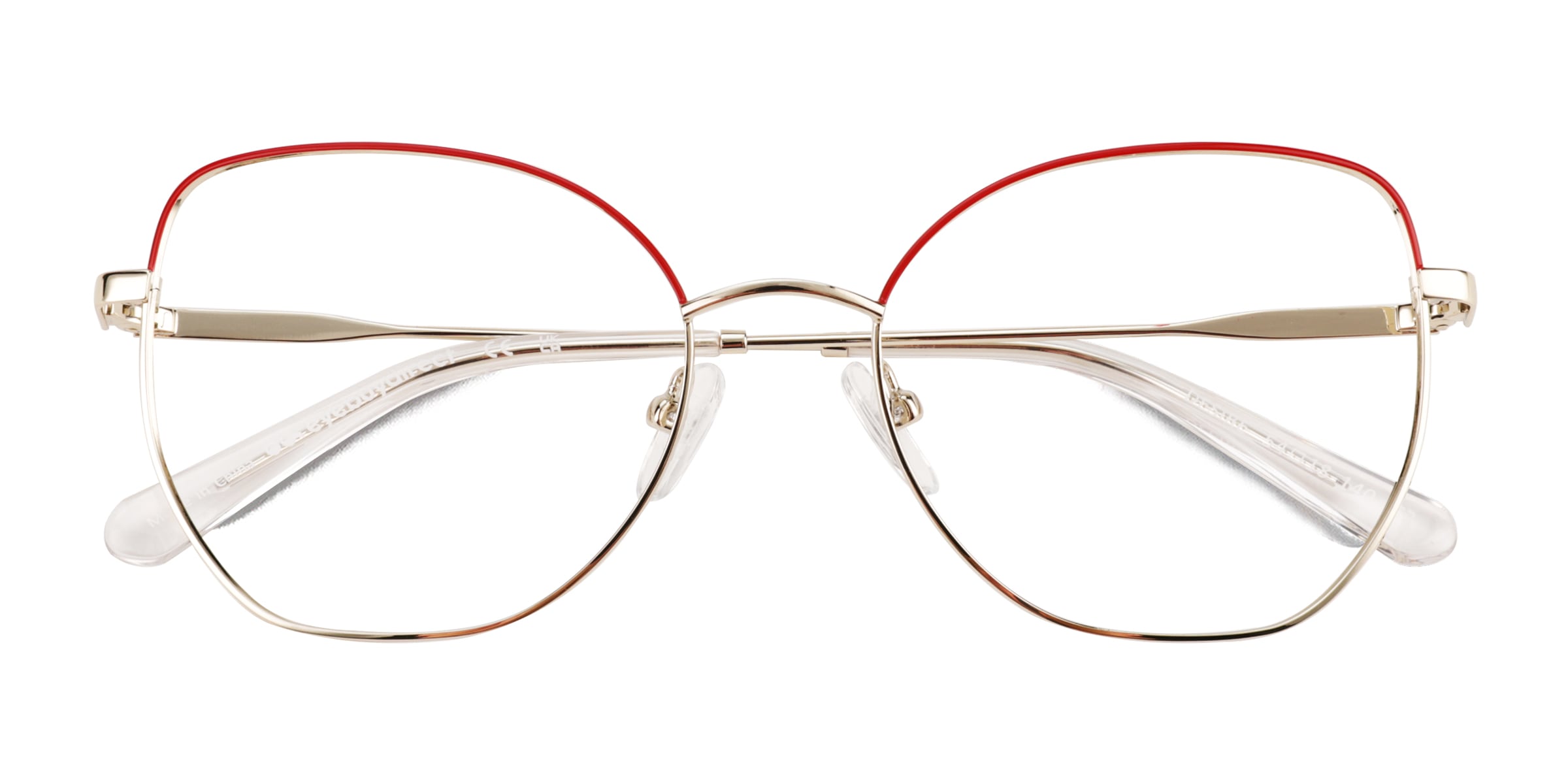 Desire Cat Eye Shiny Gold Red Glasses for Women