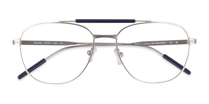Navy Matte Silver Tatum -  Metal Eyeglasses