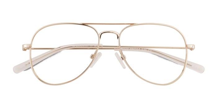 Shiny Gold Buzz -  Metal Eyeglasses