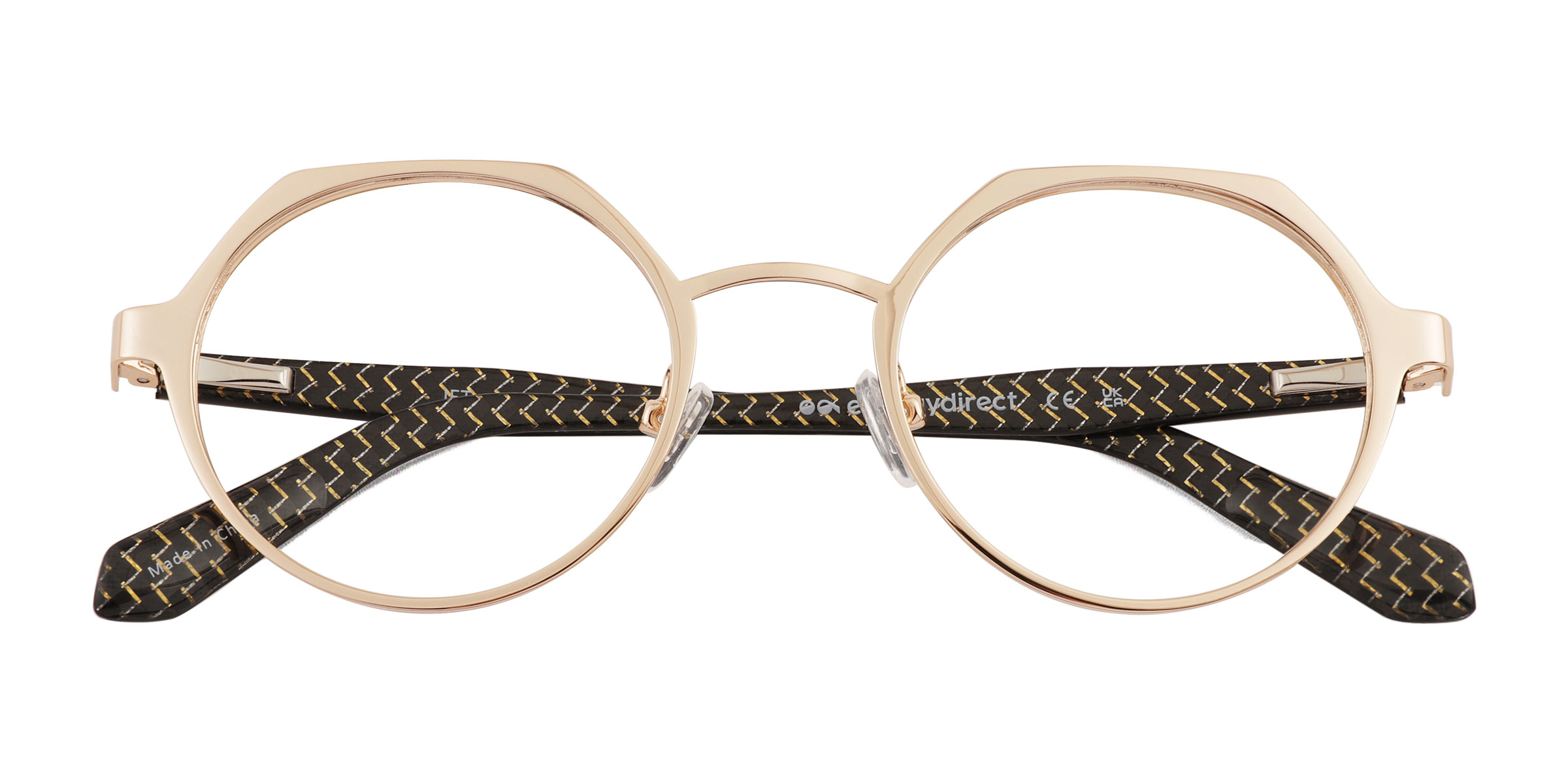 Unisex s geometric Shiny Gold Black Metal,Carbon Fiber Prescription eyeglasses - Eyebuydirect s Jet
