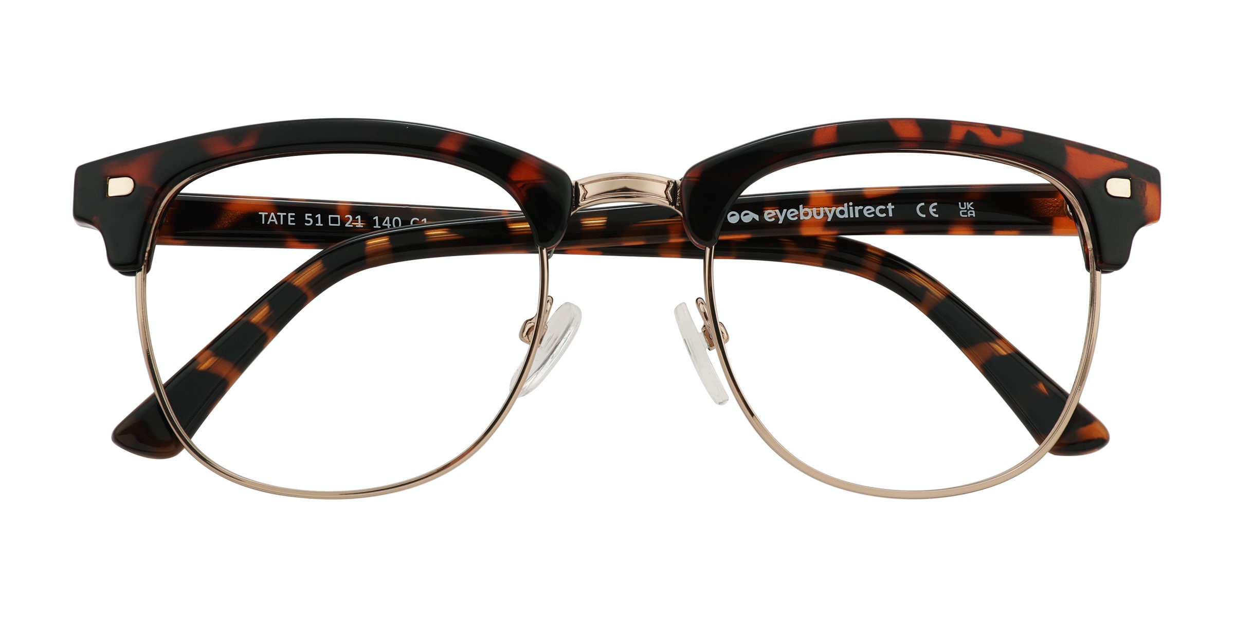Tate Browline Tortoise Gold Full Rim Eyeglasses | Eyebuydirect display picture 2