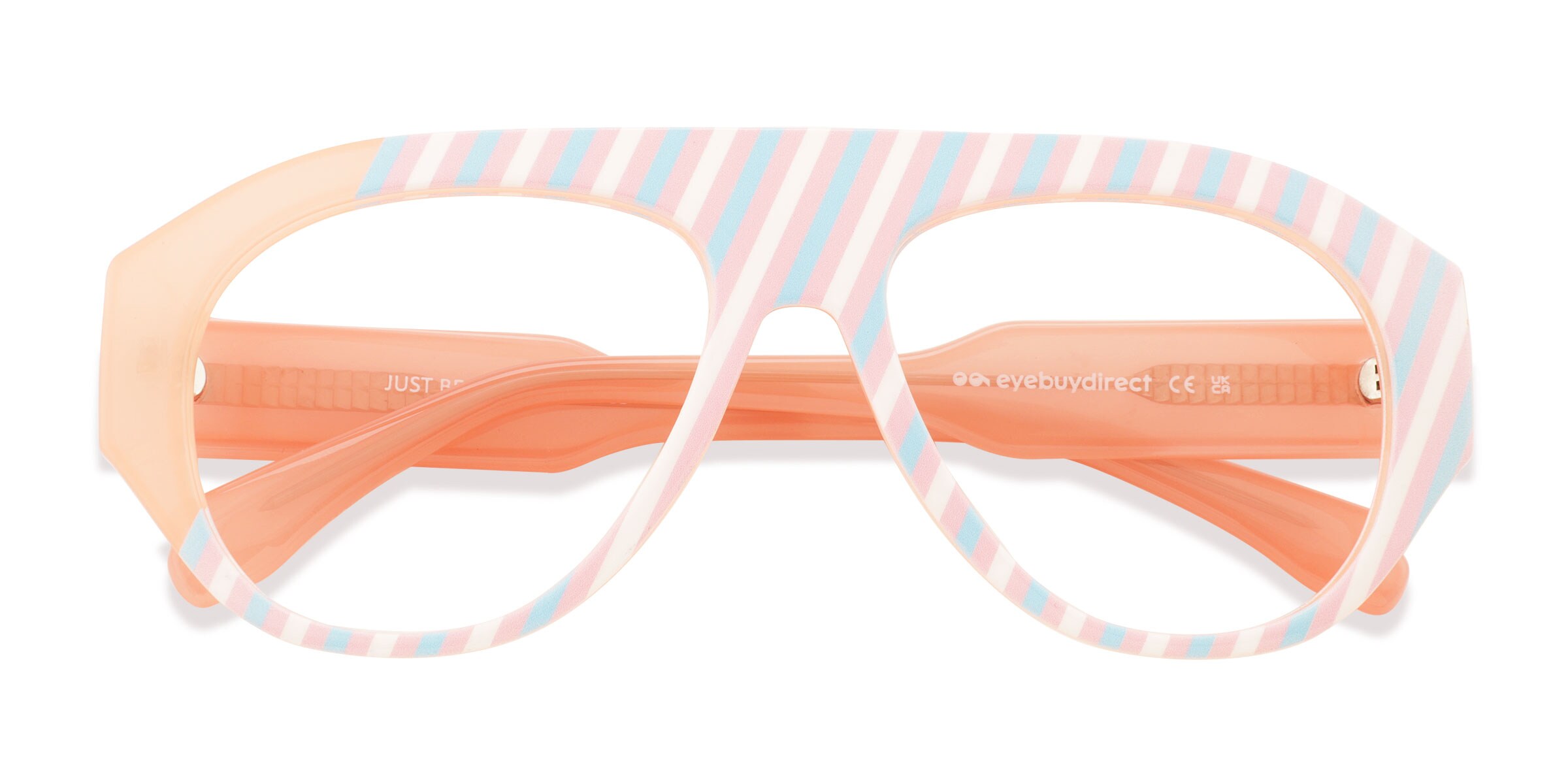 Unisex s aviator Striped Pink Plastic Prescription eyeglasses - Eyebuydirect s Just Be 56$