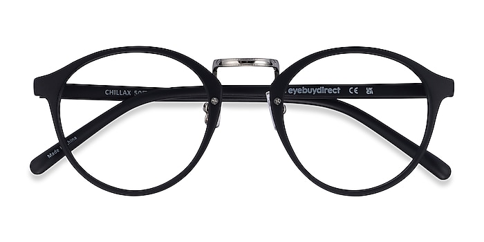 Matte Black/Silver Chillax -  Lightweight Plastic Eyeglasses