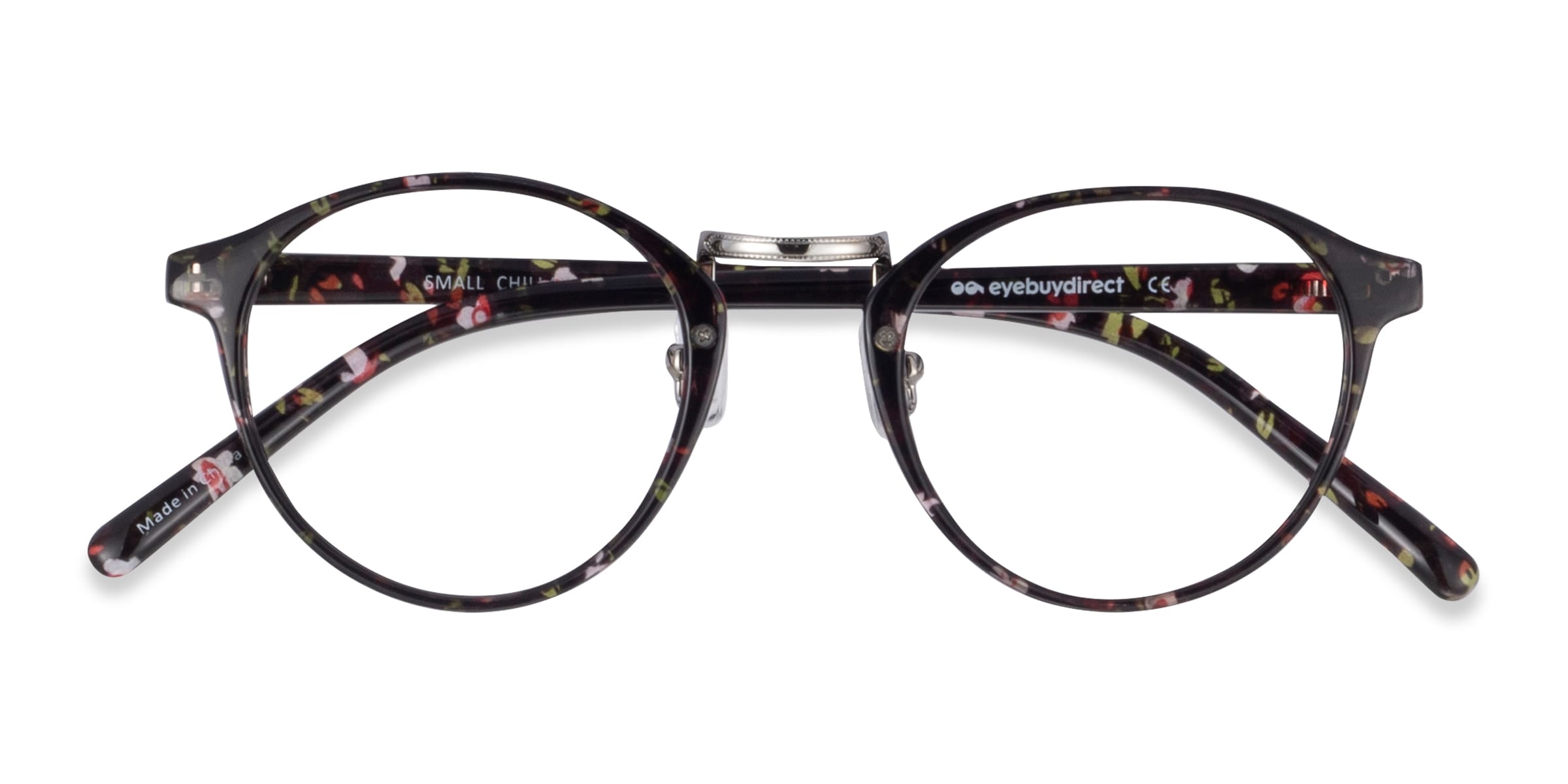 Small Chillax Round Red & Floral Full Rim Eyeglasses