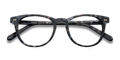 Unisex S Round Gray/Floral Acetate Prescription Eyeglasses - Eyebuydirect S Flume