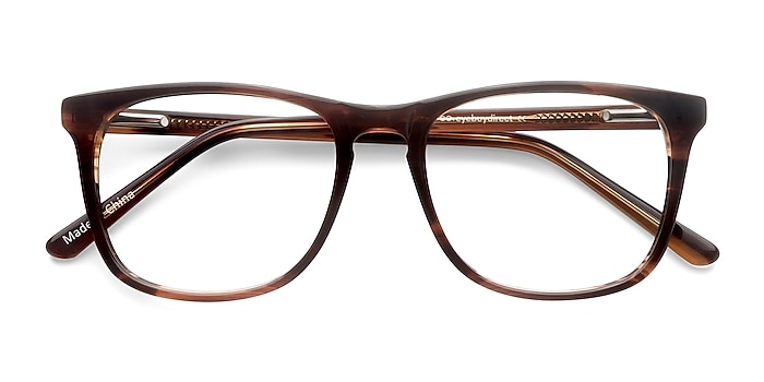 Brown Striped Skyline -  Classic Acetate Eyeglasses