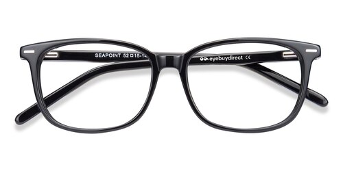 Unisex S Rectangle Black Acetate Prescription Eyeglasses - Eyebuydirect S Seapoint
