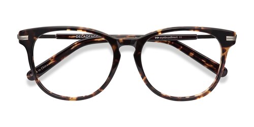 Unisex S Round Tortoise Acetate, Metal Prescription Eyeglasses - Eyebuydirect S Decadence