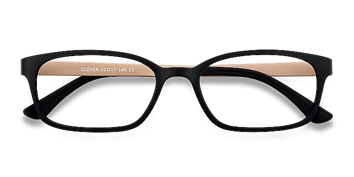Black & Apricot Clover -  Lightweight Plastic Eyeglasses
