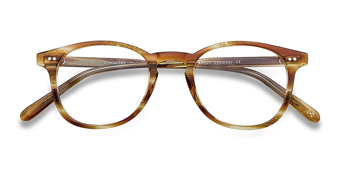 Striped Caramel Symmetry -  Vintage Acetate Eyeglasses