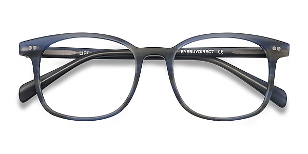 Sharp Glasses Rims Lift Square Blue Striped Full Rim Eyeglasses | Eyebuydirect