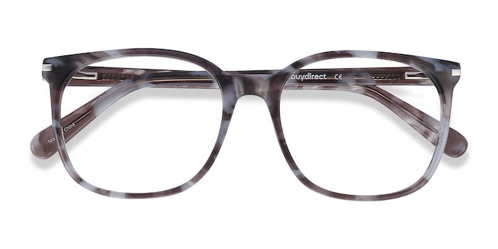 Stripe Gray Hipster Acetate Square Eyeglasses - 1481