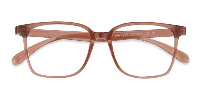 Clear Brown Blocks -  Lightweight Plastic Eyeglasses