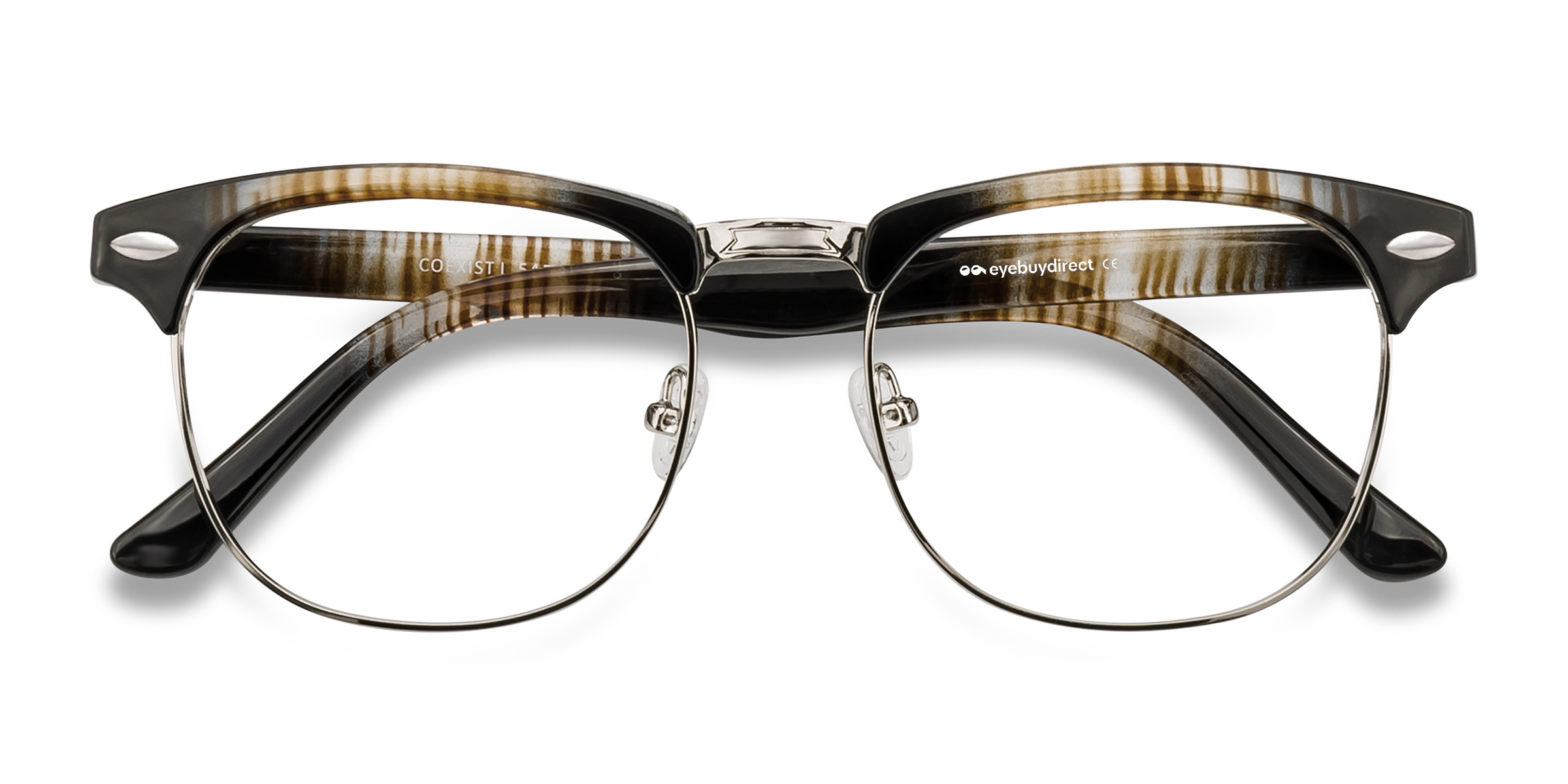 Unisex s browline Striped Plastic, Metal Prescription eyeglasses - Eyebuydirect s Coexist