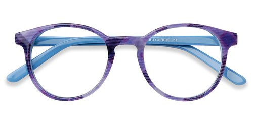 Female S Round Purple Striped Acetate Prescription Eyeglasses - Eyebuydirect S Lariat
