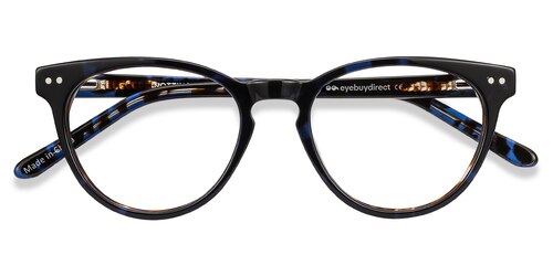 Unisex S Horn Blue Floral Acetate Prescription Eyeglasses - Eyebuydirect S Notting Hill