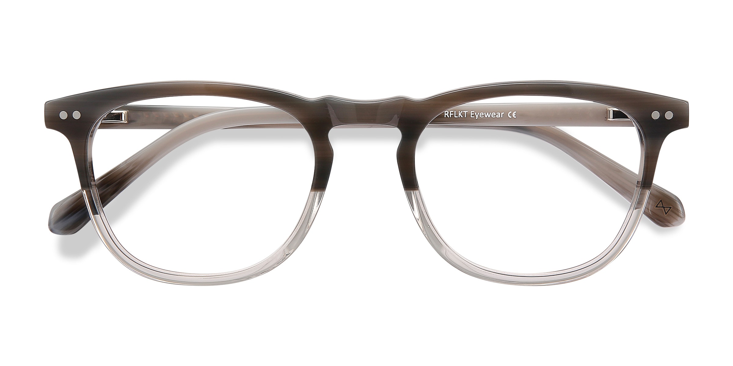 Illusion Rectangle Striped Clear Full Rim Eyeglasses |