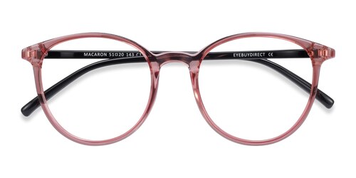 Female S Round Clear Pink Plastic Prescription Eyeglasses - Eyebuydirect S Macaron