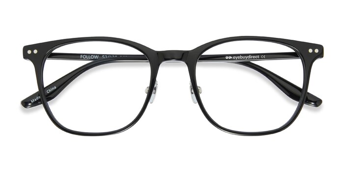 Black Silver Follow -  Lightweight Acetate Eyeglasses