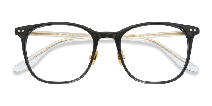 Follow Square Black Golden Full Rim Eyeglasses | Eyebuydirect