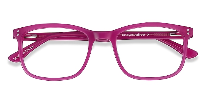 Progressive Eyeglasses Online with Smallfit, Rectangle, Full-Rim Acetate Design — Lugano in Fuchsia Pink/Light Orange/Red by Eyebuydirect - Lenses