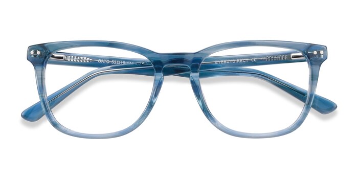 Blue Striped Gato -  Colorful Acetate Eyeglasses