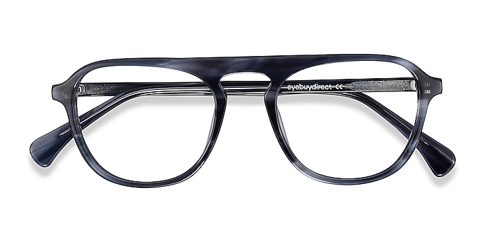 Gray Striped Ida -  Vintage Acetate Eyeglasses