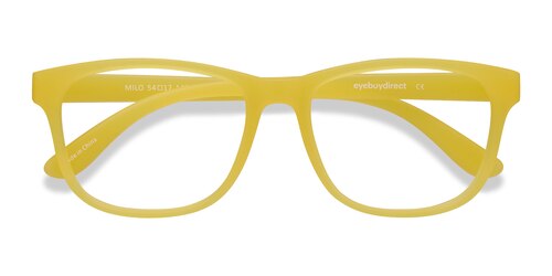 Unisex S Rectangle Yellow Plastic Prescription Eyeglasses - Eyebuydirect S Milo