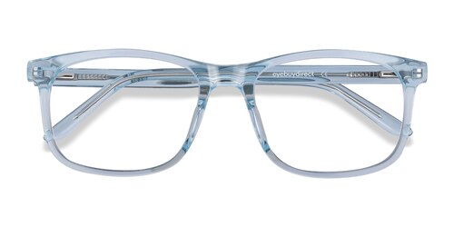 Male S Rectangle Clear Blue Acetate Prescription Eyeglasses - Eyebuydirect S Ballast