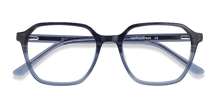 Blue Striped Glib -  Classic Acetate Eyeglasses