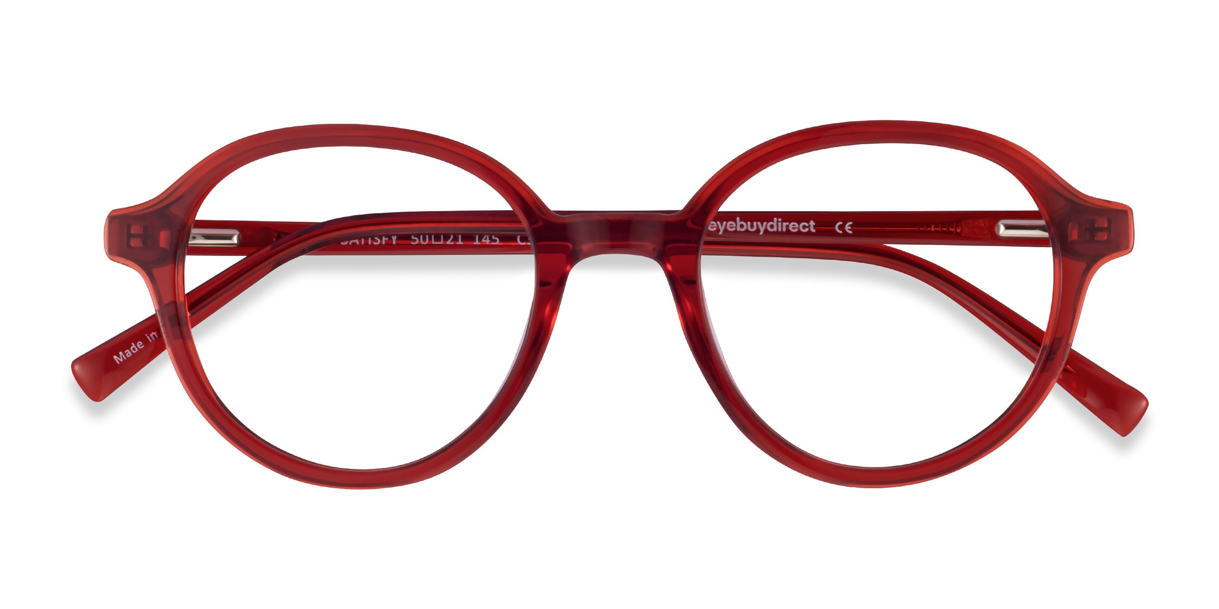 Satisfy Round Clear Red Full Rim Eyeglasses |
