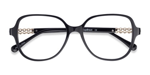 Female S Square Black Acetate Prescription Eyeglasses - Eyebuydirect S Precious