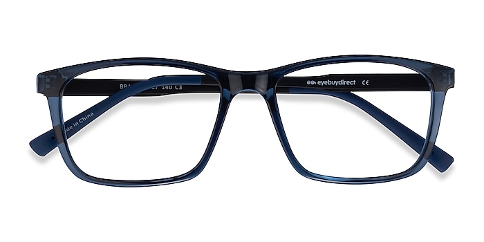Clear Blue Black Brad -  Plastic Eyeglasses