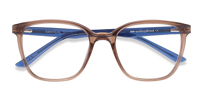 Clear Brown & Blue Identical -  Geek Plastic Eyeglasses