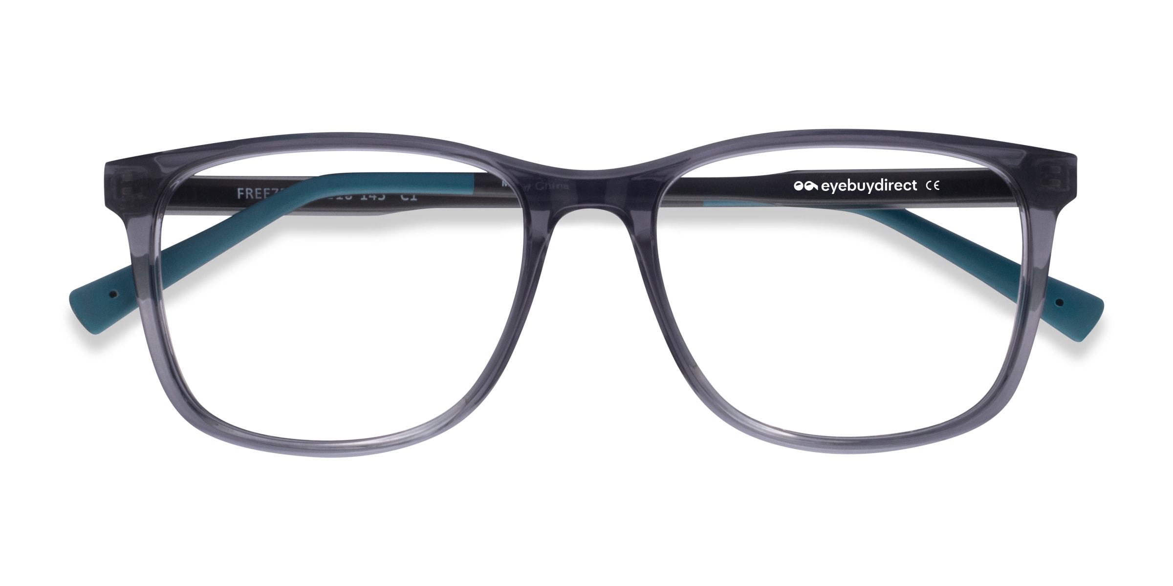Freeze Rectangle Clear Gray Full Rim Eyeglasses |
