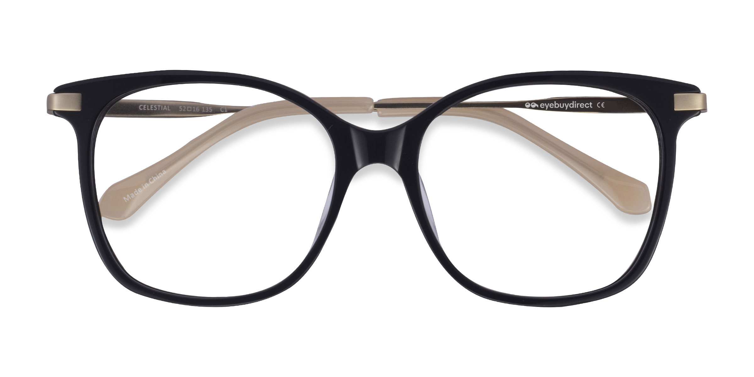 Female s square Black  Gold Acetate,Metal Prescription eyeglasses - Eyebuydirect s Celestial