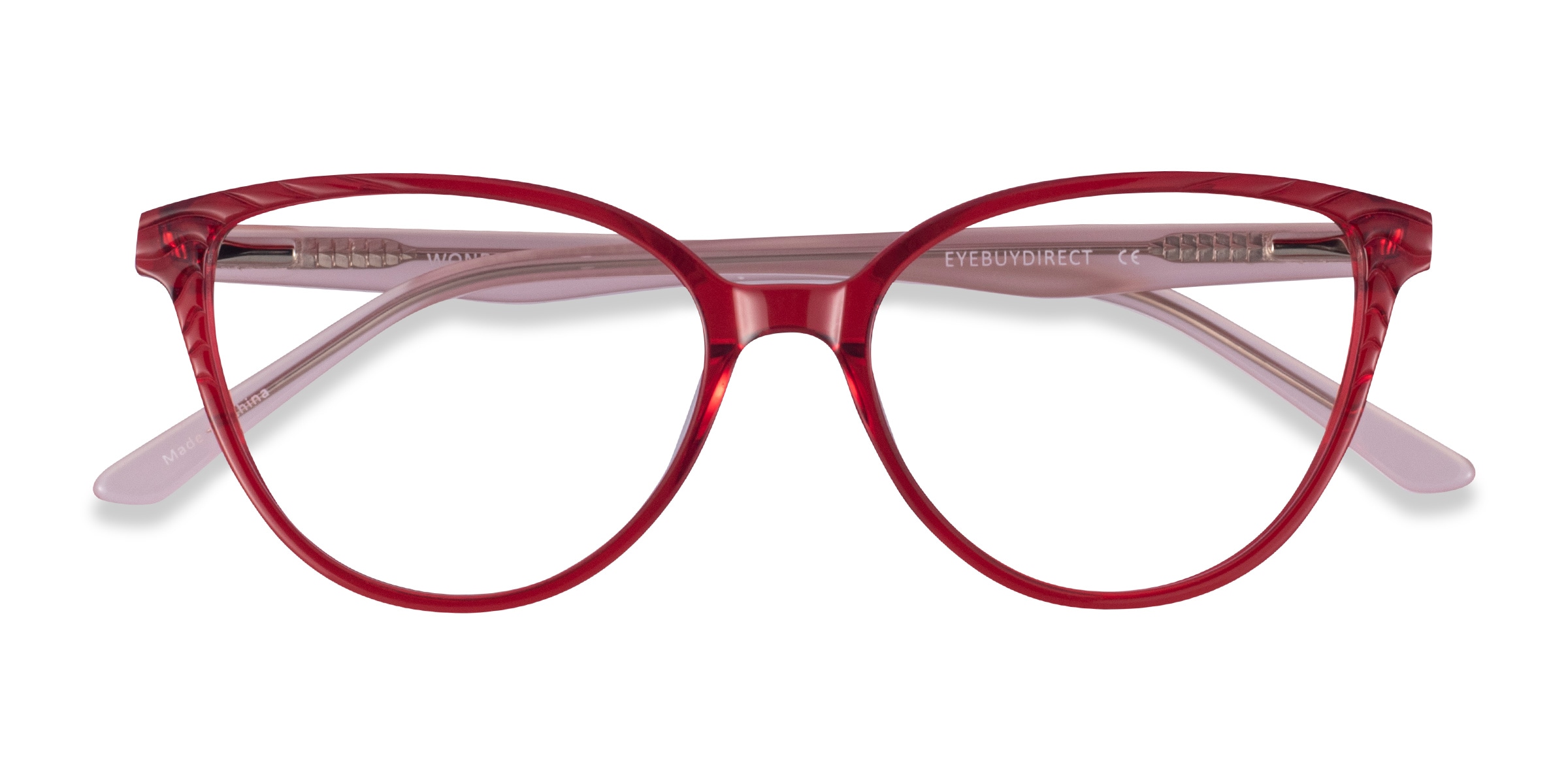 Wonder Cat Eye Clear Red Pink Glasses for Women | Eyebuydirect
