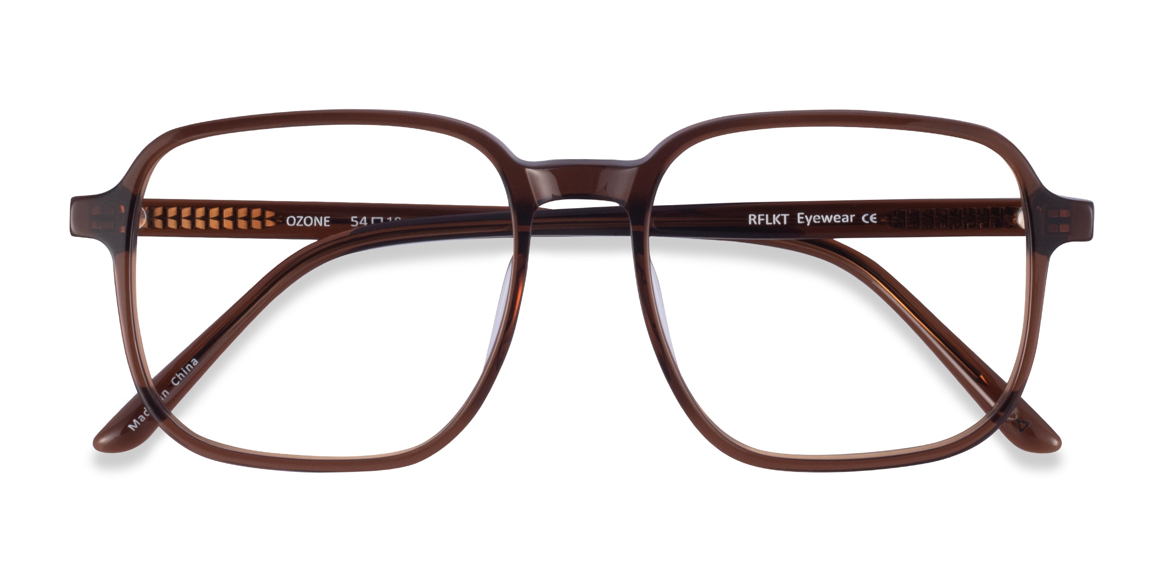 Ozone Square Clear Brown Glasses for Men | Eyebuydirect