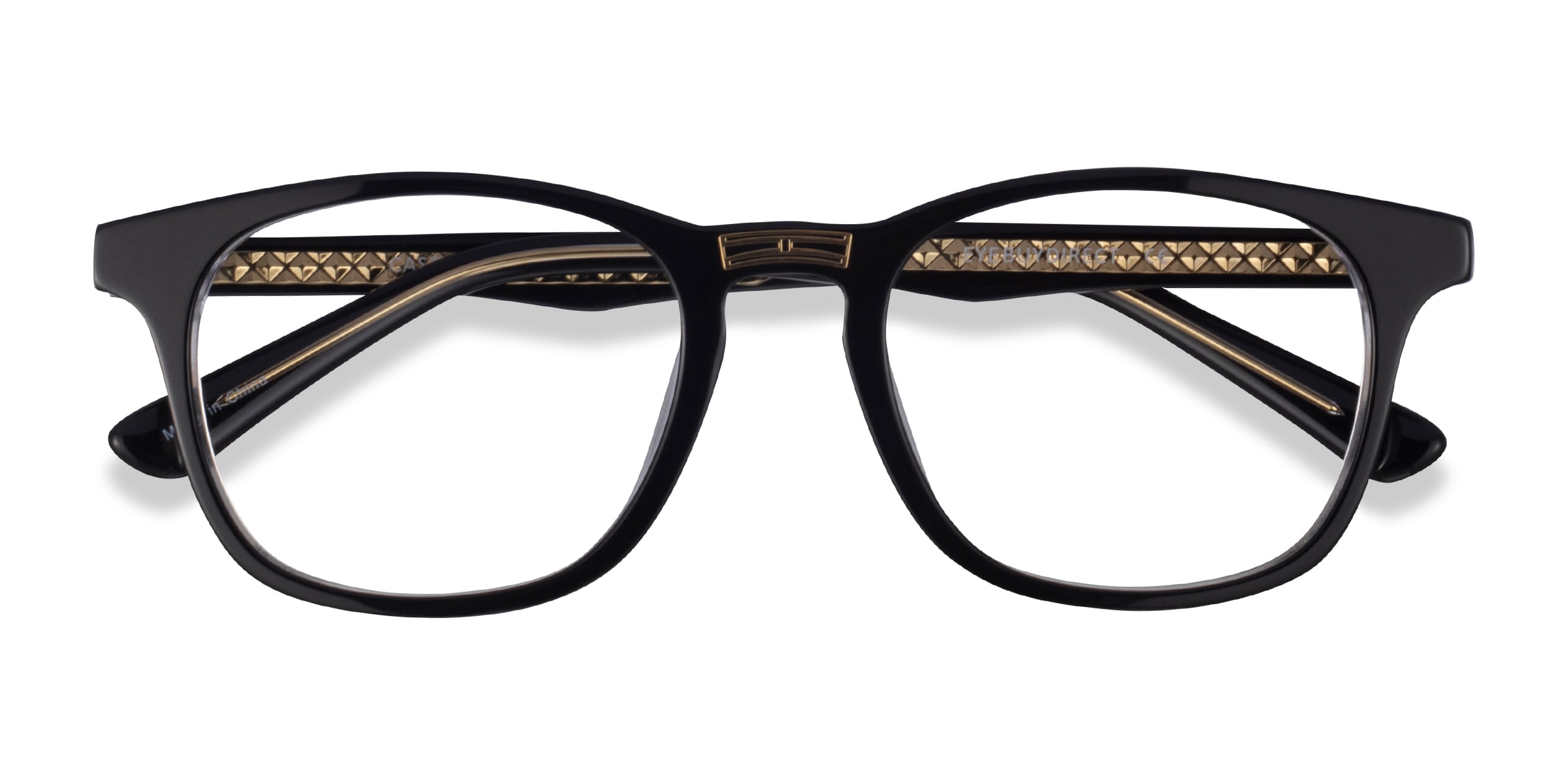 Black eyeglasses sale with gold trim