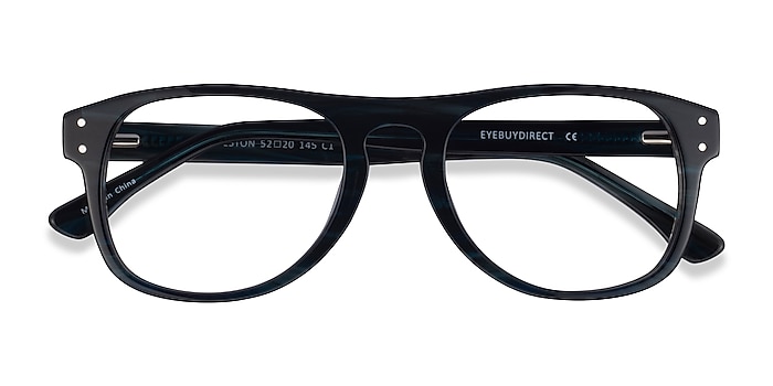 Dark Blue Striped Galveston -  Acetate Eyeglasses