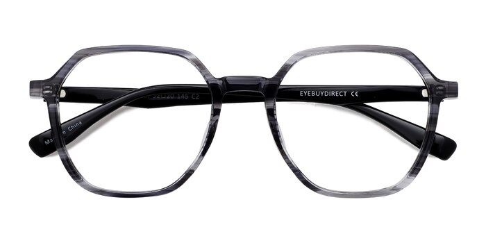 Gray Striped   Black Oscar -  Geek Acetate Eyeglasses